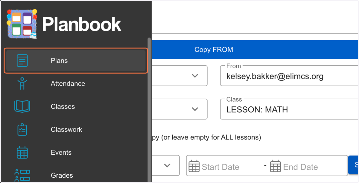 Click on Plans. You should see the copied lessons in your plans now. You can edit the lessons at this point if needed.