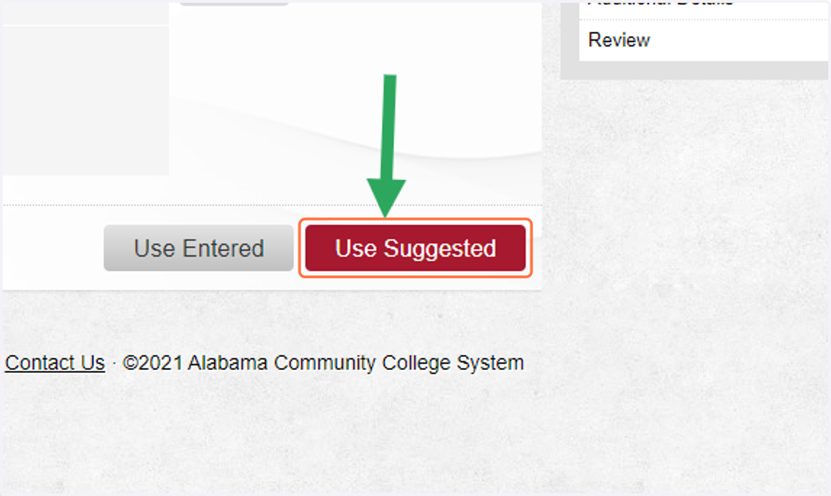 Click on Use Suggested for the address match.