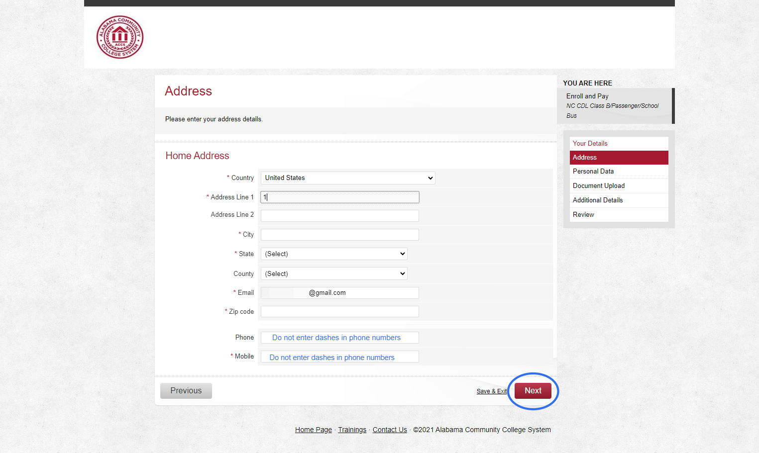 Enter your address info