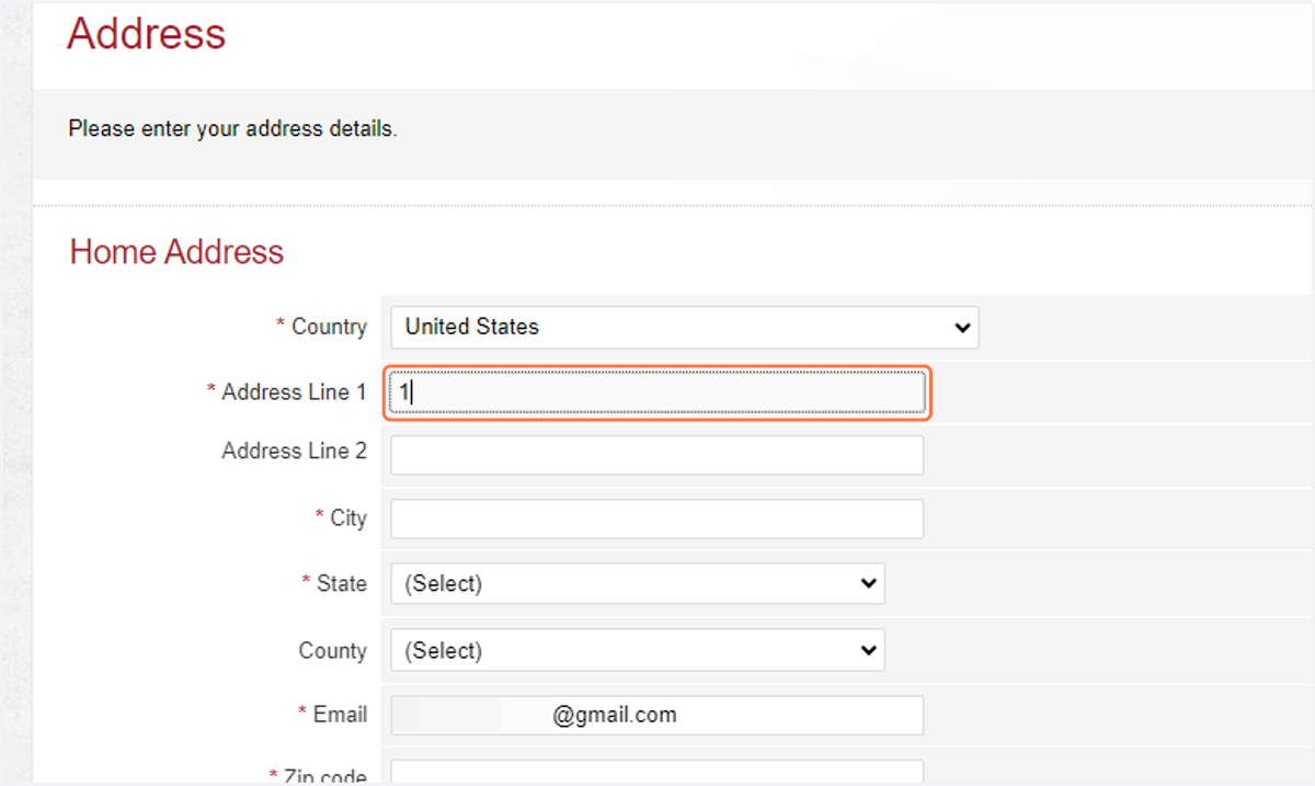 Enter your address info