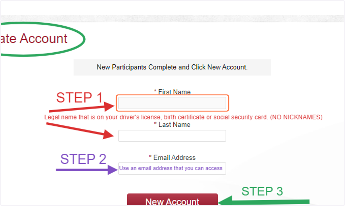 Read the registration instructions in entirety before clicking on the registration link provided to you.