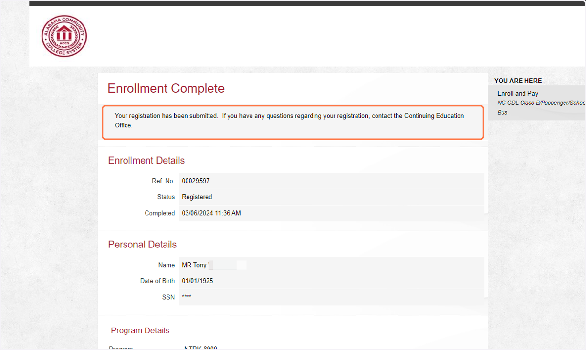 Enrollment complete