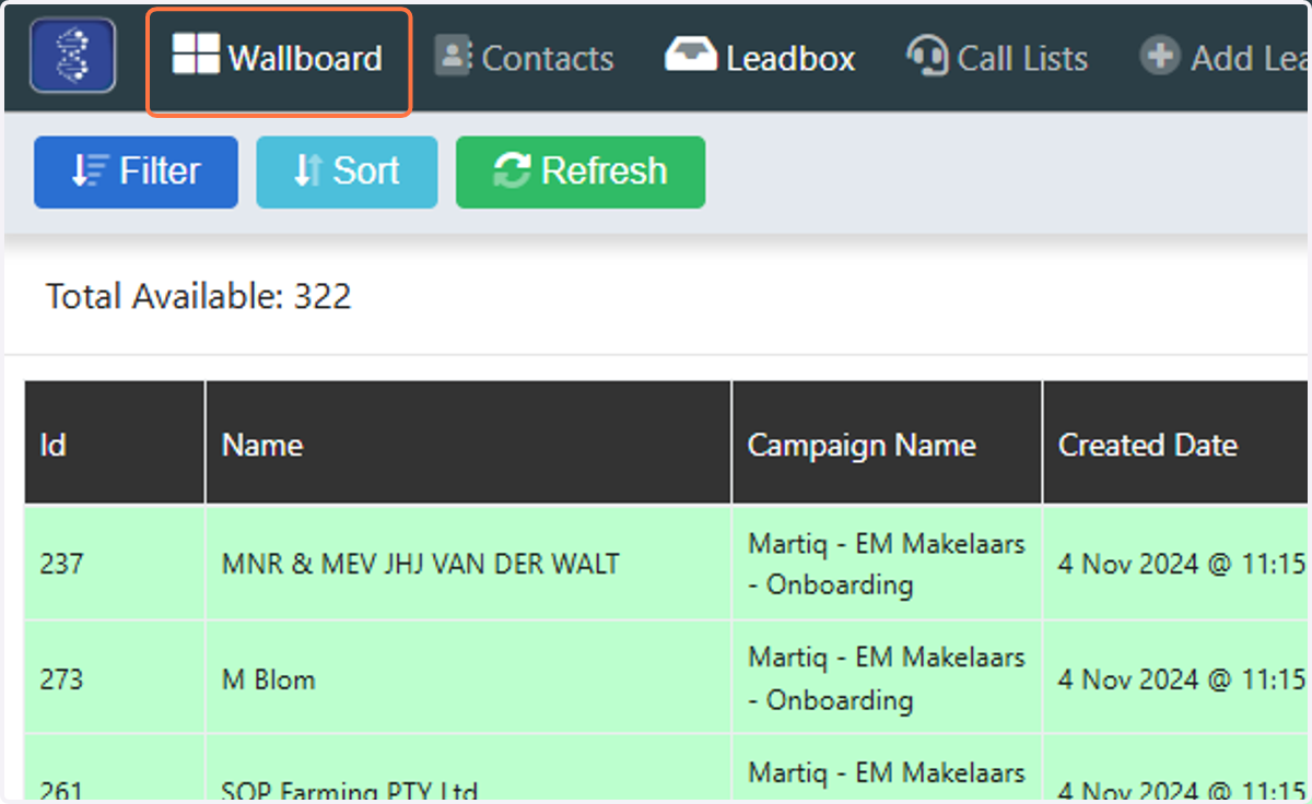 Click on Wallboard…