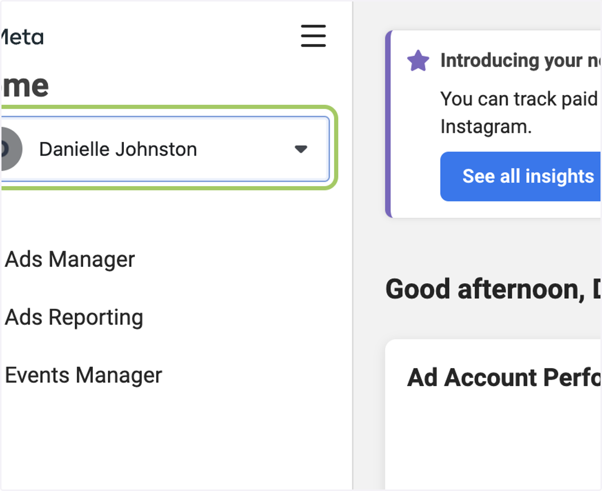From the dropdown, select your business.