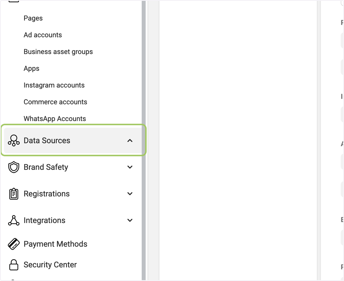 Click on the dropdown for Data Sources