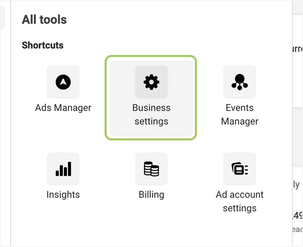Click on Business settings