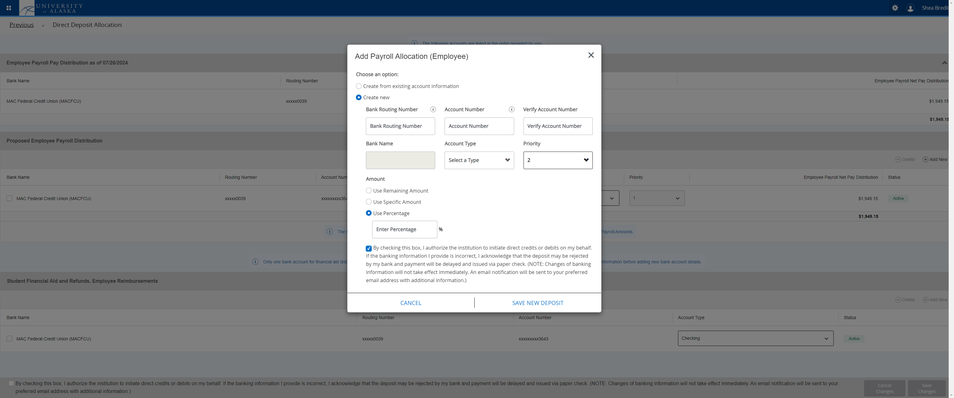Click on SAVE NEW DEPOSIT