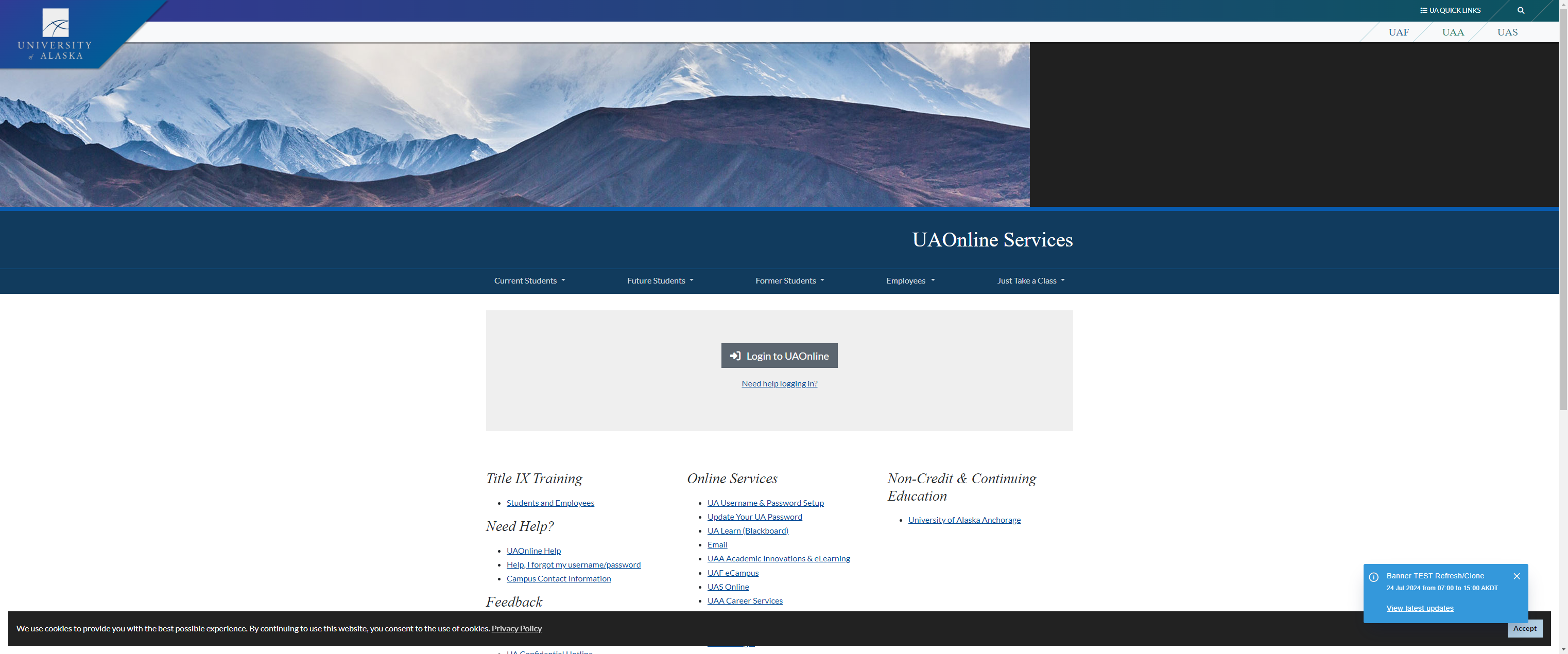 Click on Login to UAOnline
