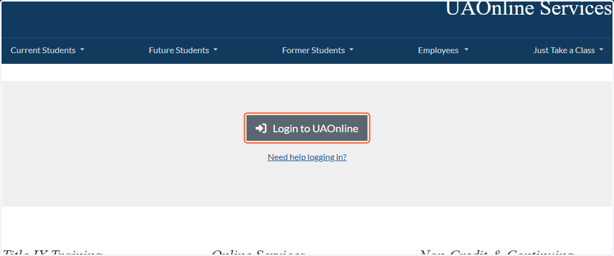 Click on Login to UAOnline