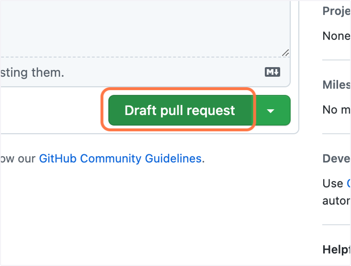 Click on Draft pull request