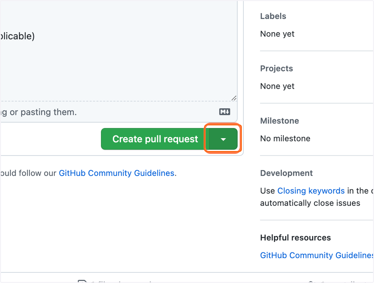Click on Select a type of pull request