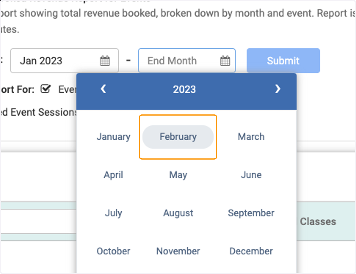 Select the Month you'd like to end on