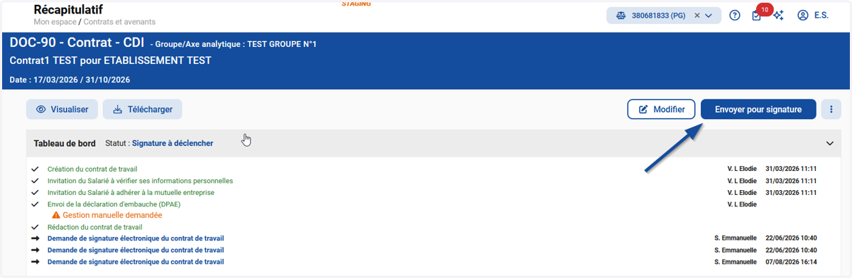 Finaliser en envoyant pour signature.