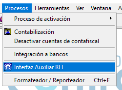 Para el consumo nos dirigimos desde Nómina al apartado "Procesos - Interfaz Auxiliar RH"