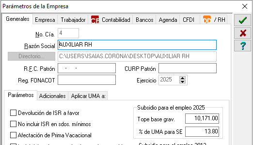 Una vez este copiado el Token en nuestro portapapeles nos dirigimos al sistema de Nómina y entramos a los parámetros de la empresa