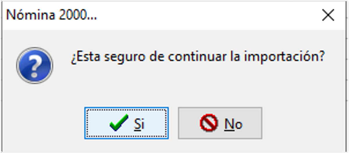 Nos mandara un mensaje preguntando si deseamos continuar con la importación y daremos clic en "Si"