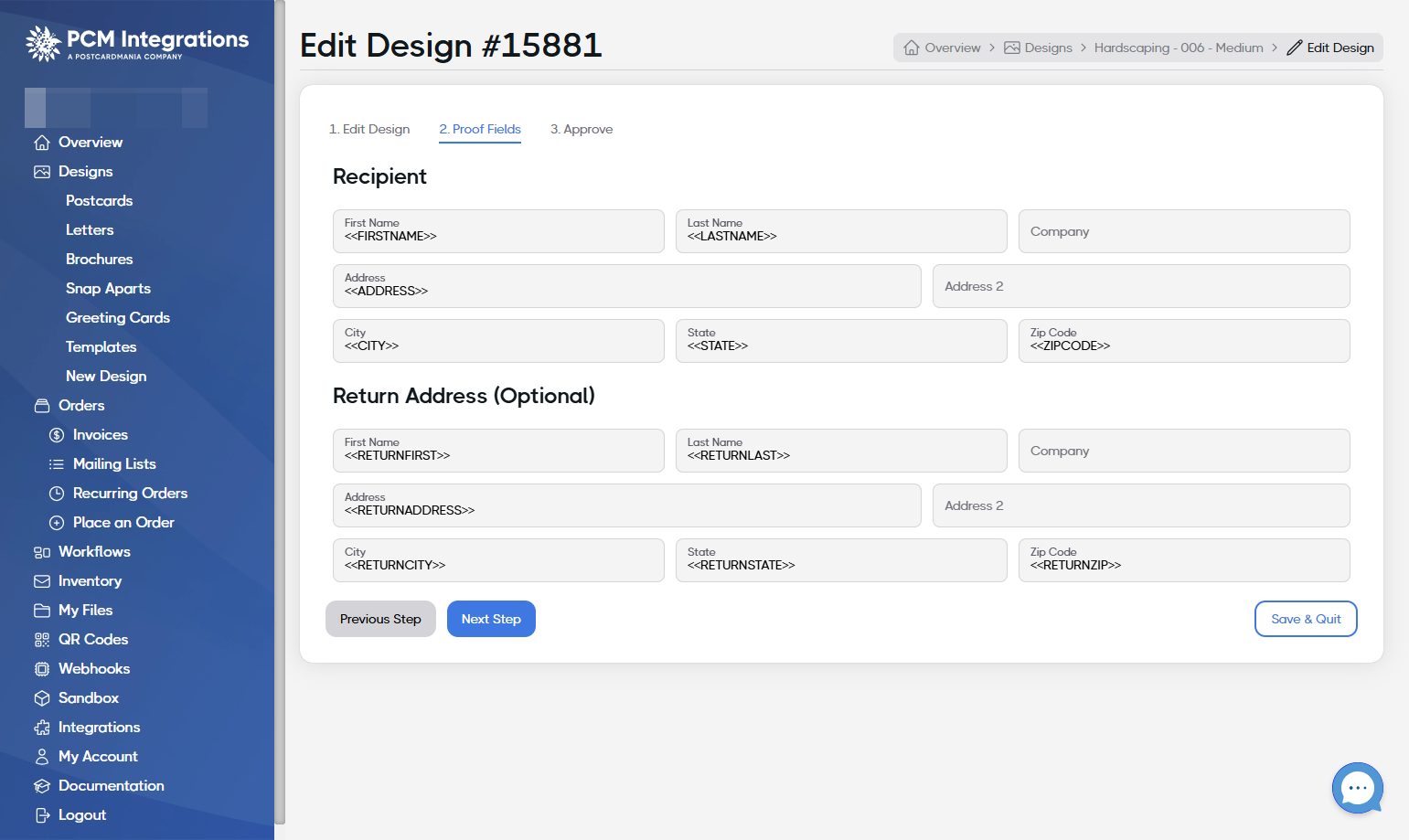 Ensure the Recipient and Return Address sections are filled with the proper values