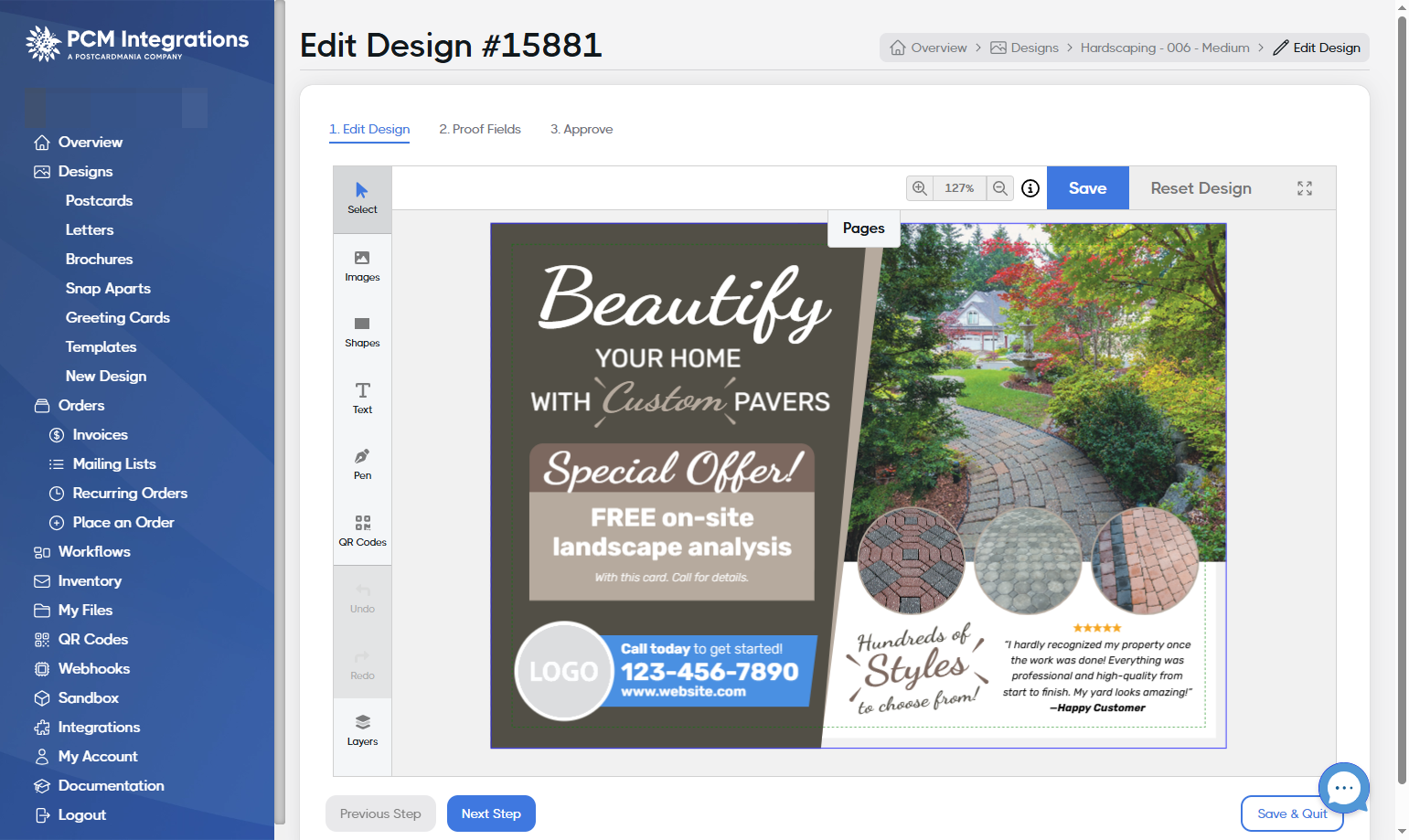 Use the tools on the left to customize your template
