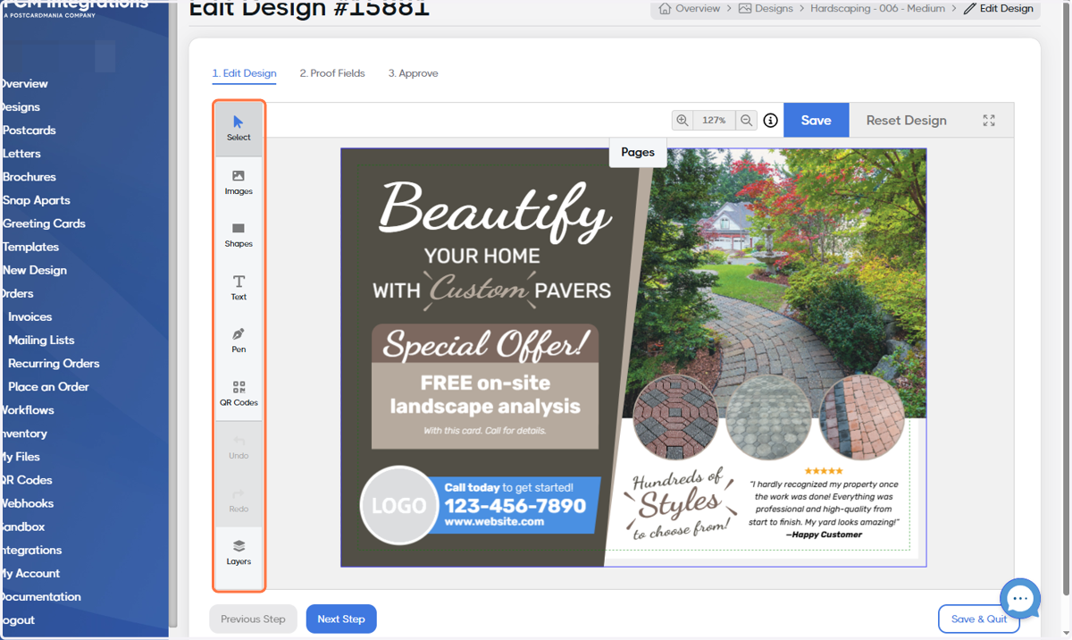 Use the tools on the left to customize your template