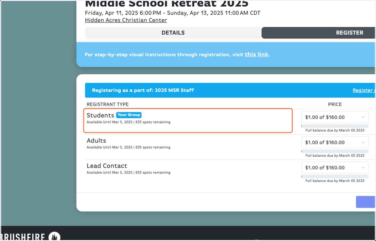Chose your Registrant Type.