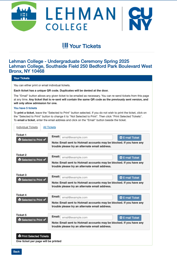 Ticket Page