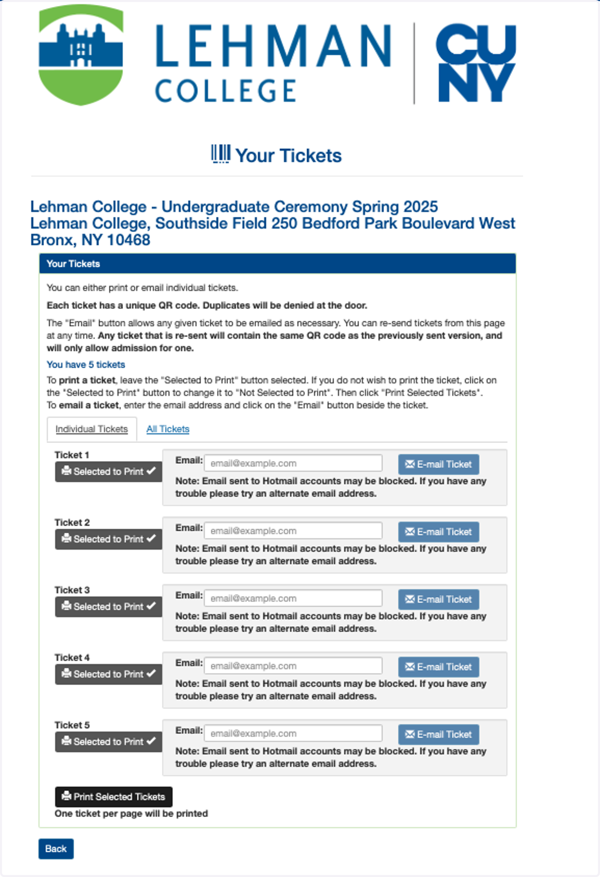 Ticket Page