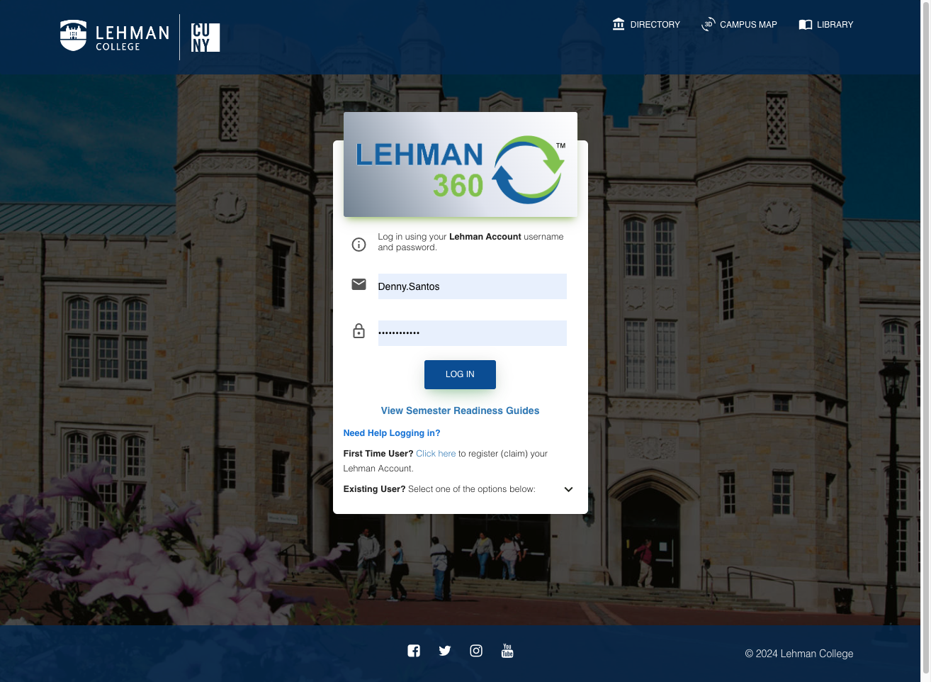 Type Username to login