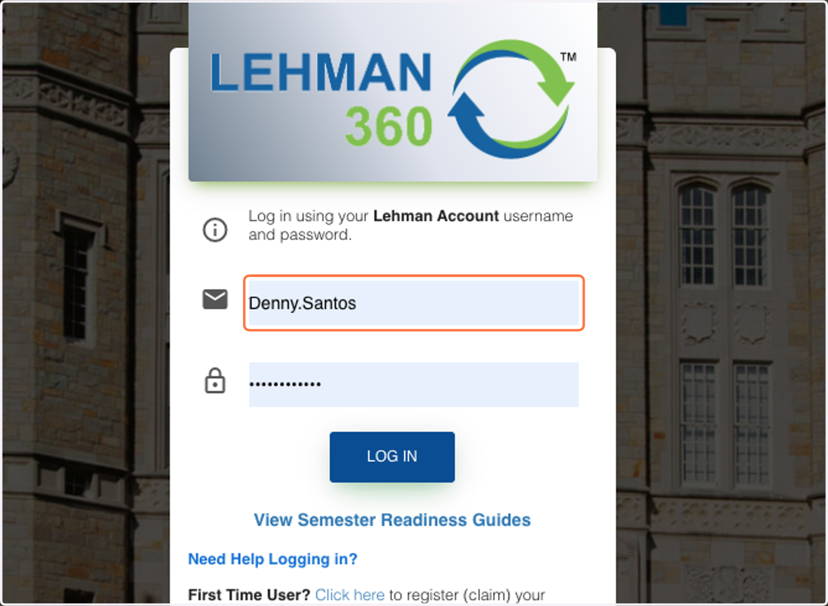 Type Username to login