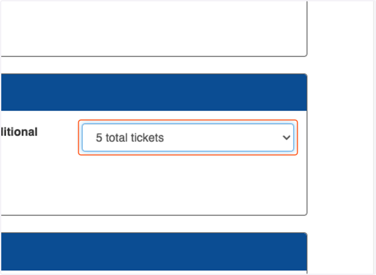 You can select from the dropdown menu the number of tickets.