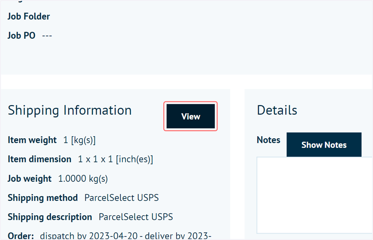 Click on View to access Manual Shipment Management