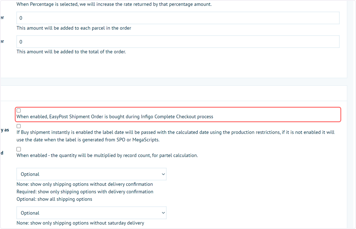 Begin by disabling the Buy Shipping Instantly setting and clicking Save on the plugin configuration settings