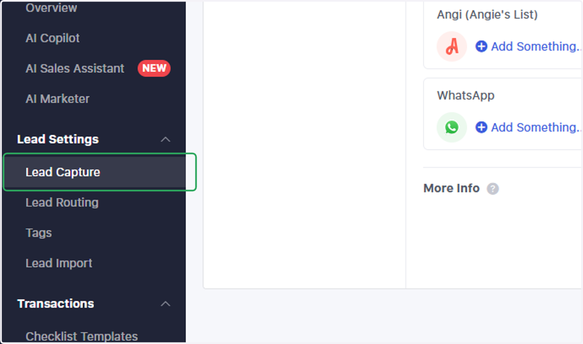 Click on Lead Capture