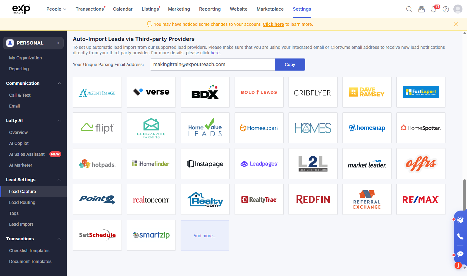 Scroll down to "Auto-Import Leads via Third-party Providers"