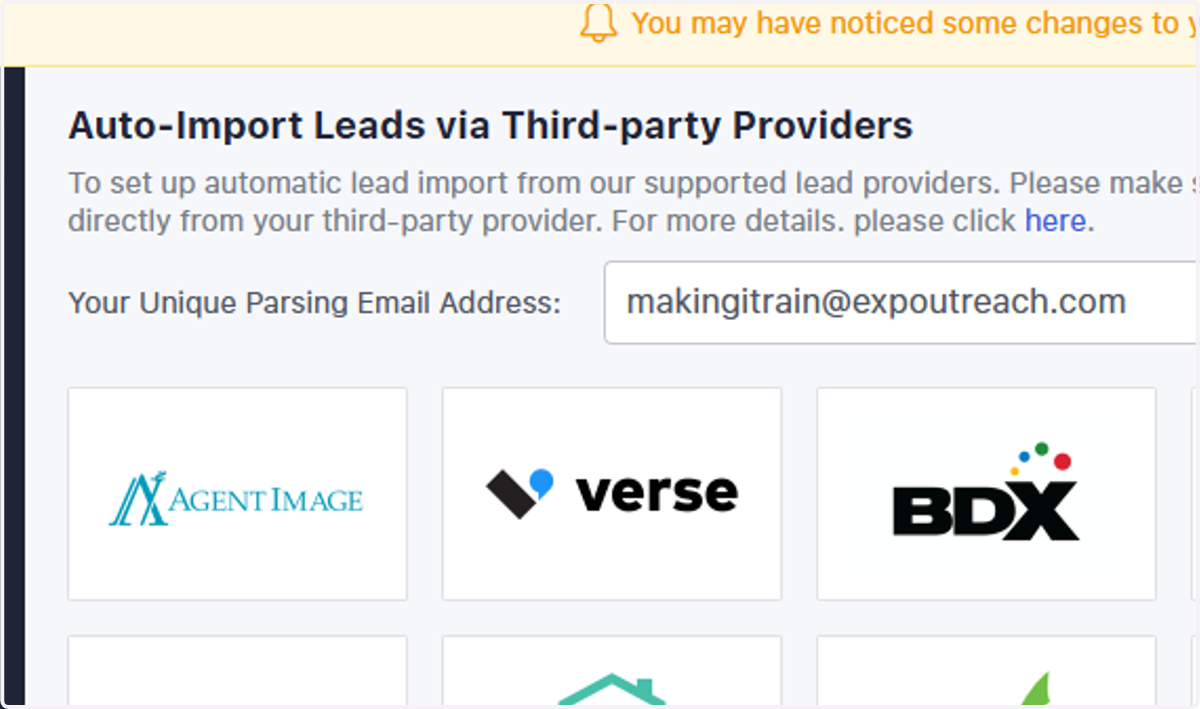 Scroll down to "Auto-Import Leads via Third-party Providers"