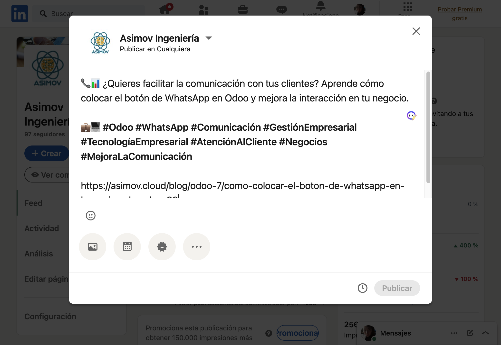 Por ejemplo, una publicación de un Blog