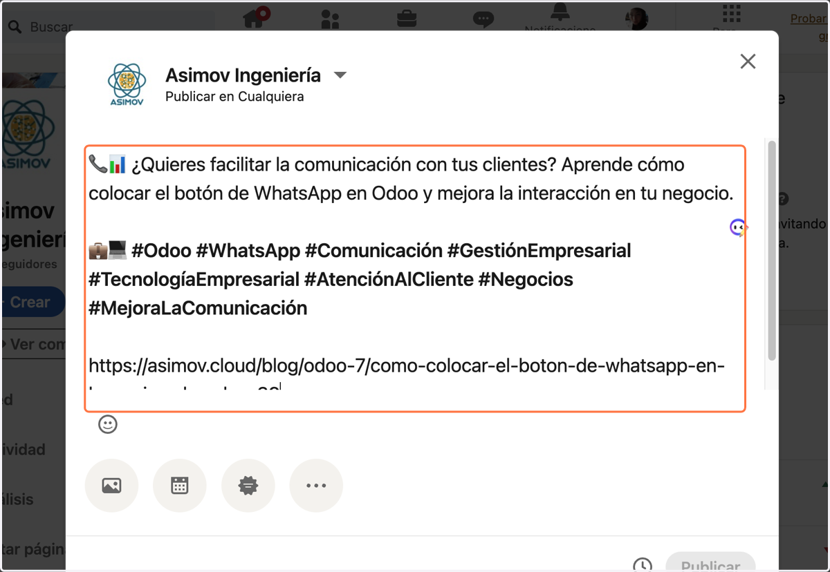 Por ejemplo, una publicación de un Blog