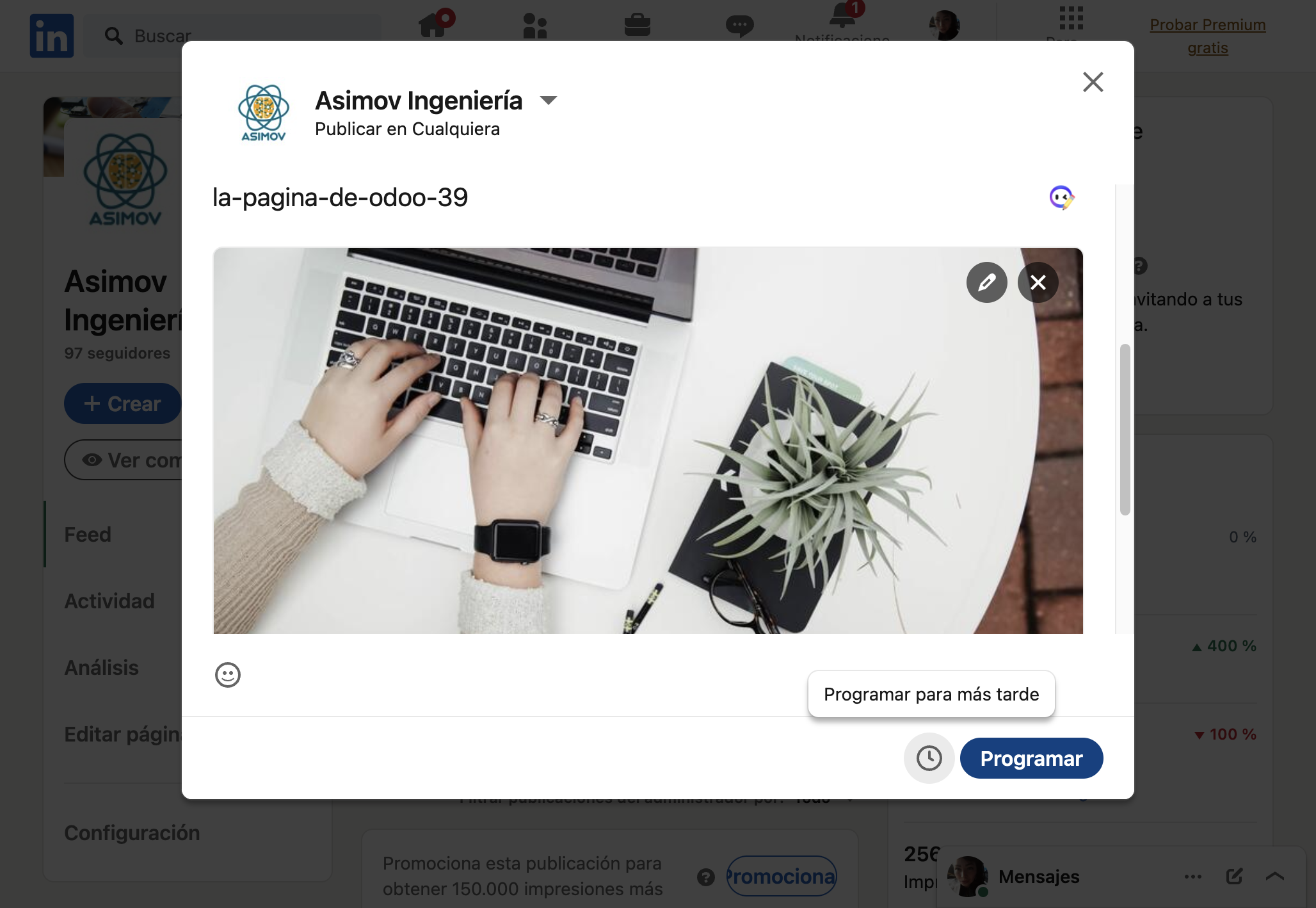 A continuación podrás ver tu publicación, y da clic en Programar. ¡Y Listo!