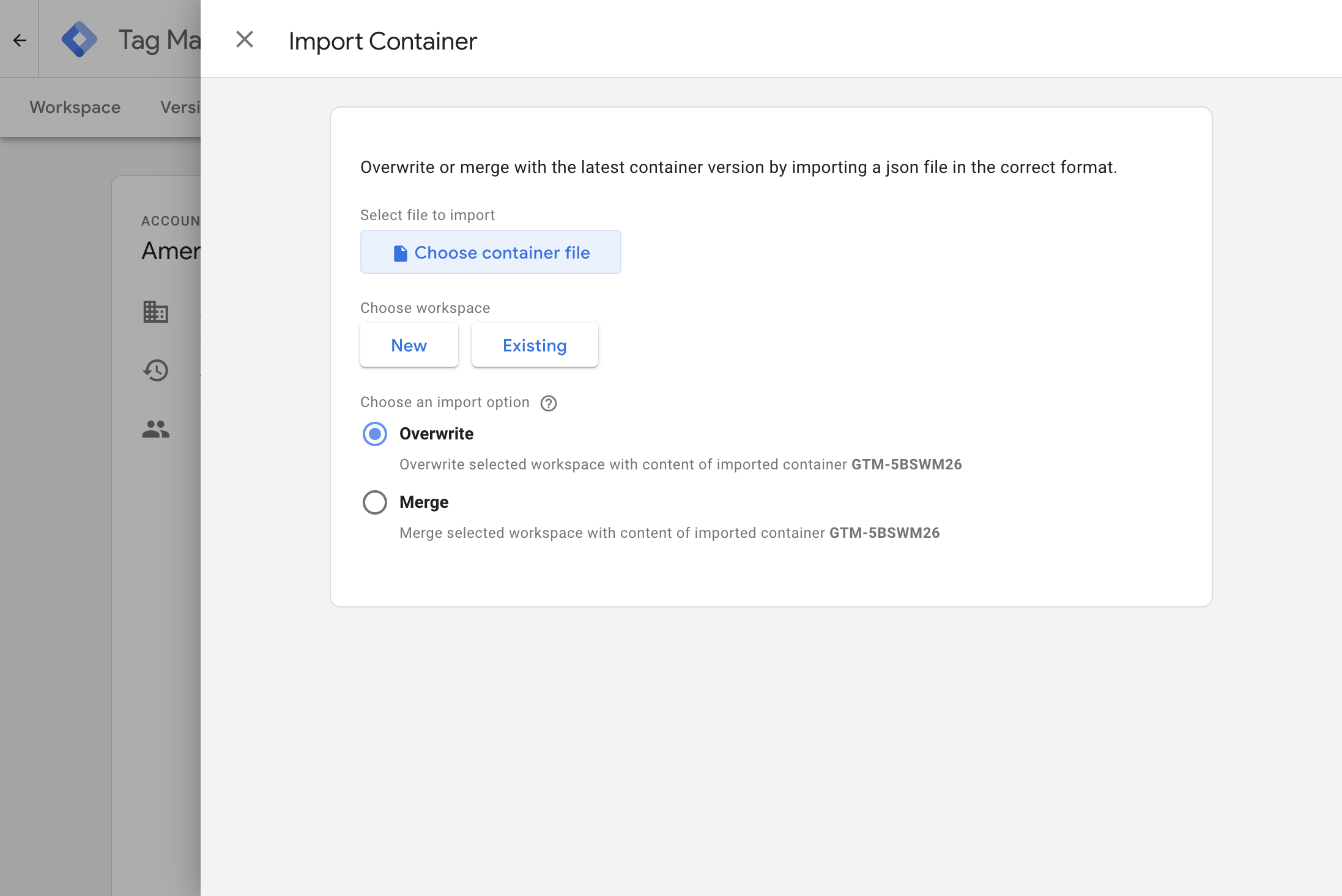 Click on Choose container file