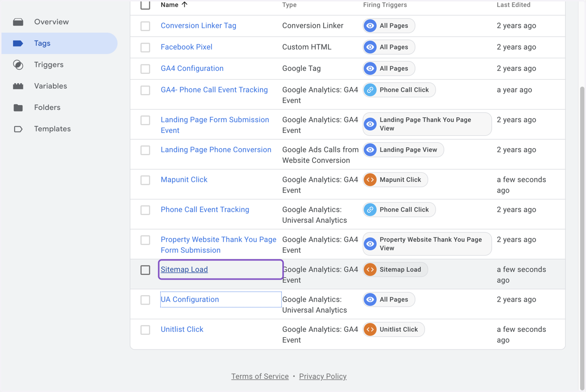 Click on Sitemap Load
