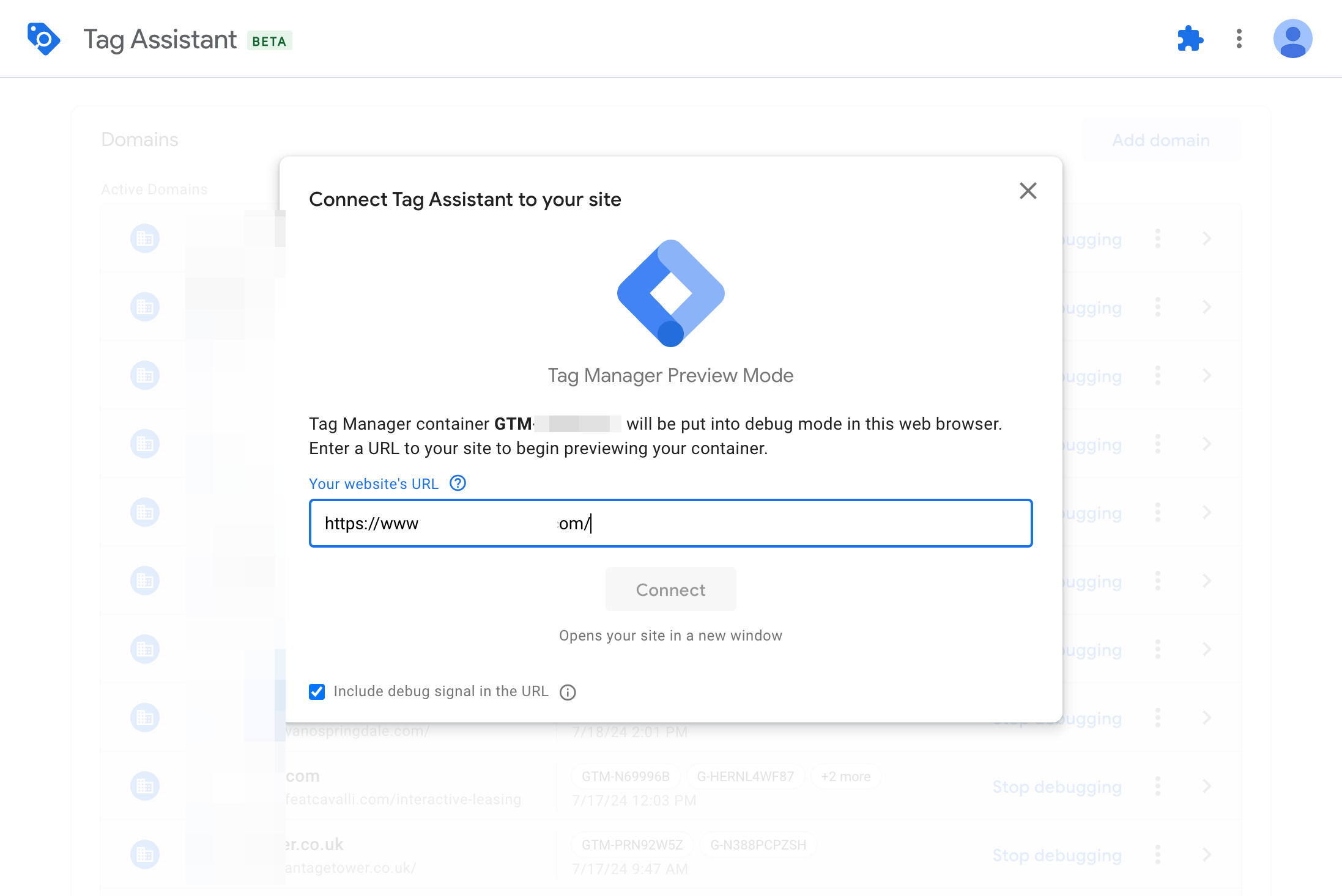 Paste the homepage URL