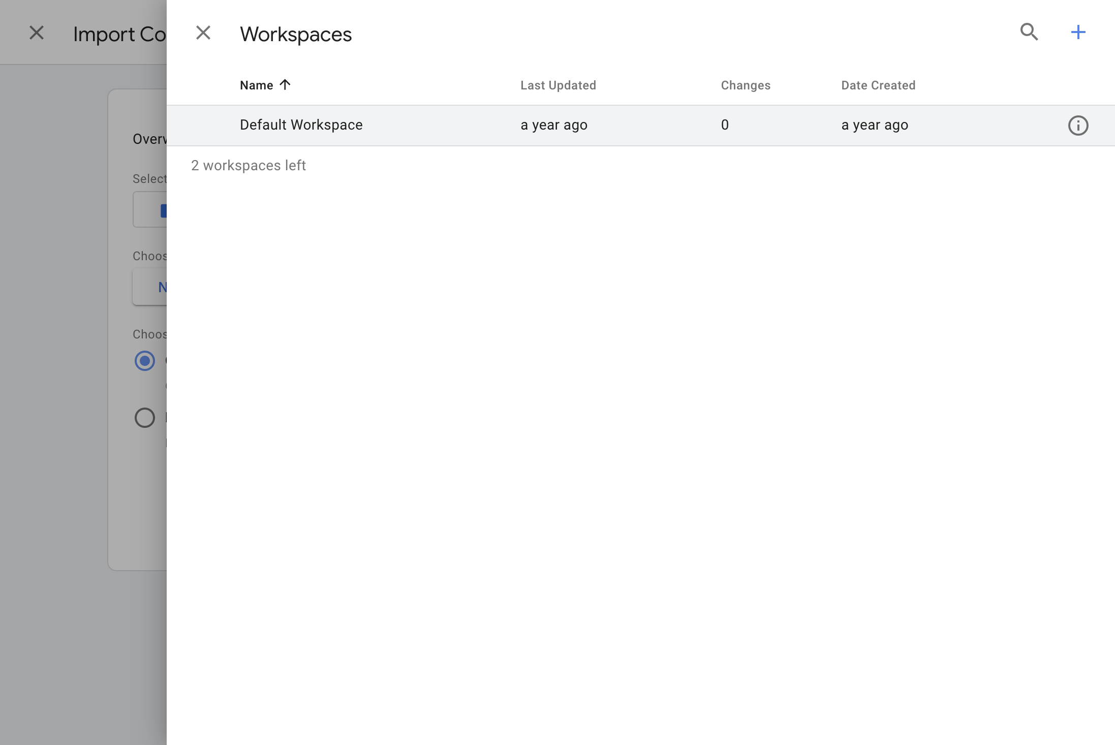 Click on Default Workspace…
