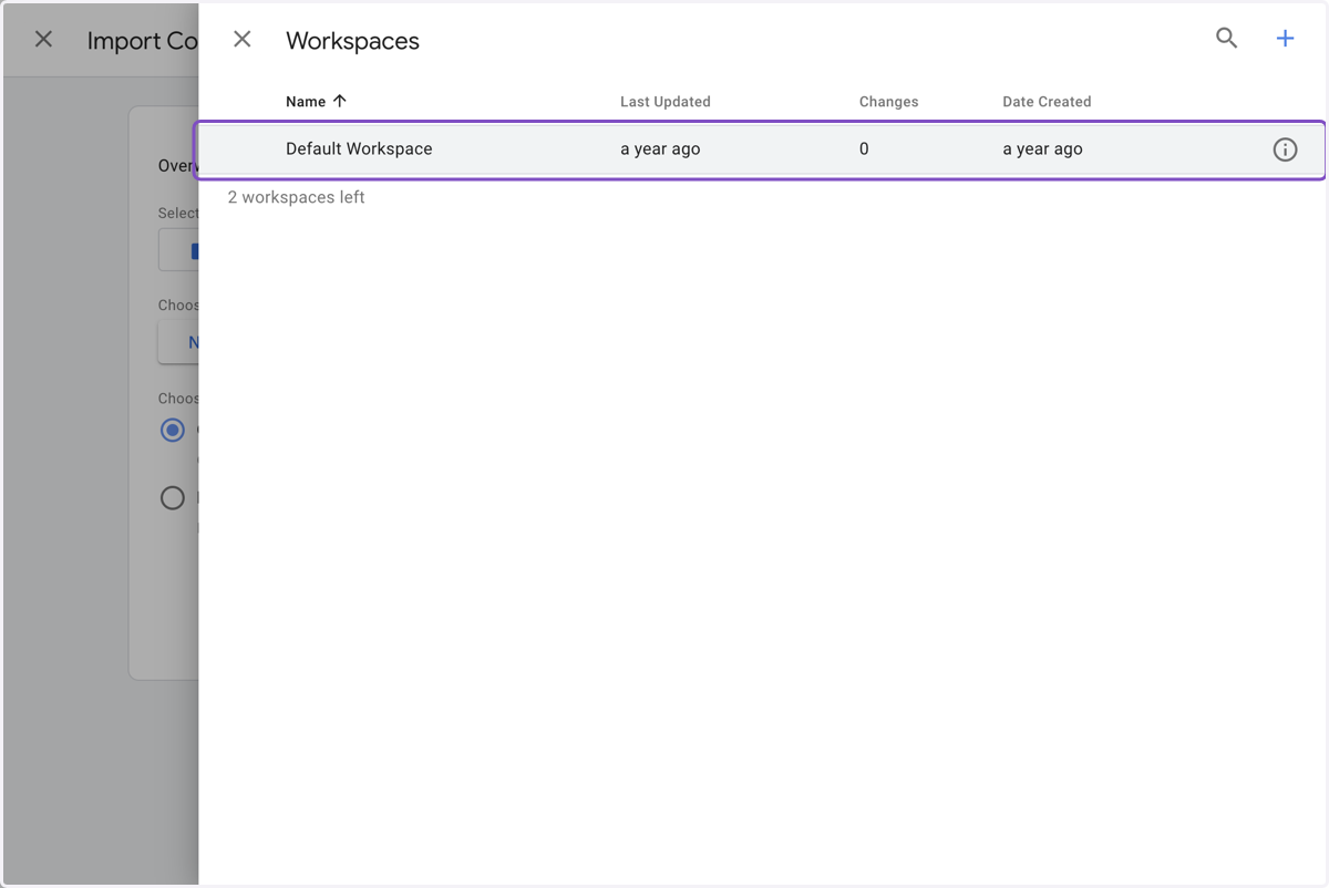 Click on Default Workspace…
