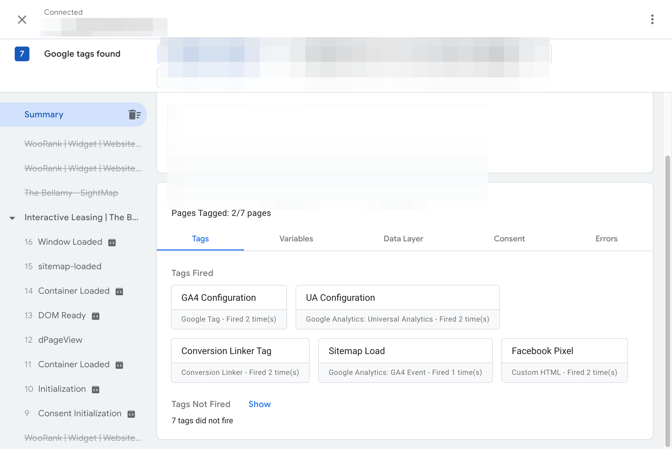Sitemap Load tag fired
