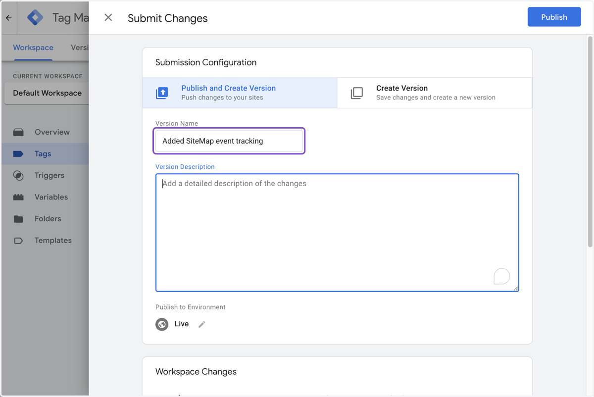 Paste "Added SightMap event tracking" into input