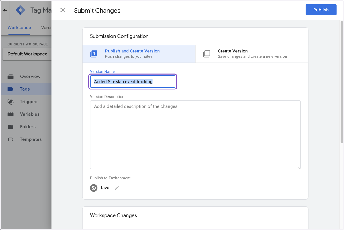 Copy input titled "Added SightMap event tracking"