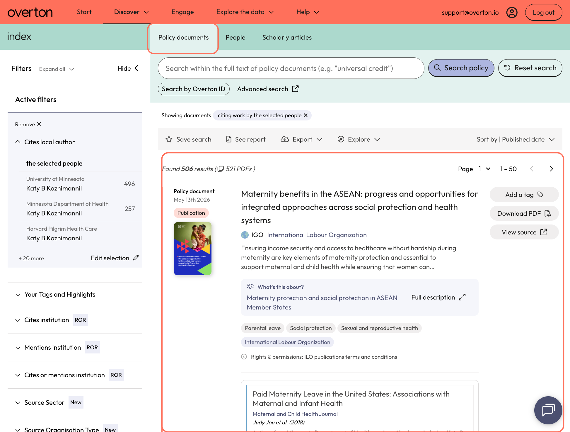You will be taken to the 'Policy Documents' page where you can view your results.