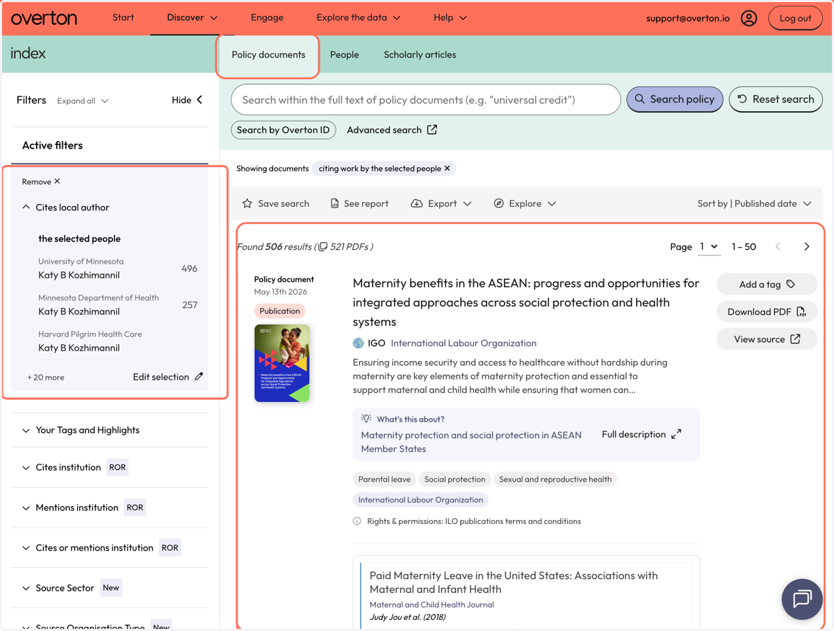 You will be taken to the 'Policy Documents' page where you can view your results.