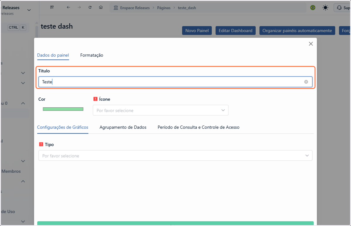 Defina um títutlo para seu dashboard