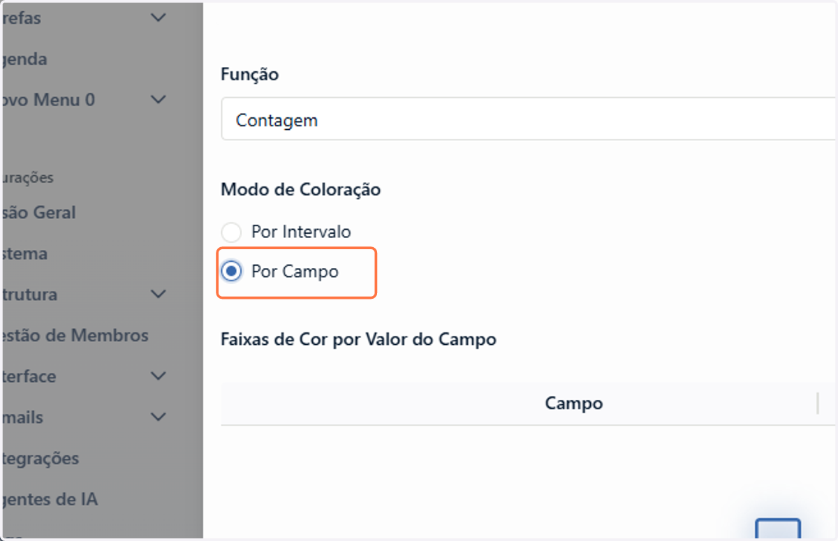 Agora, veremos o modo de coloração Por Campo