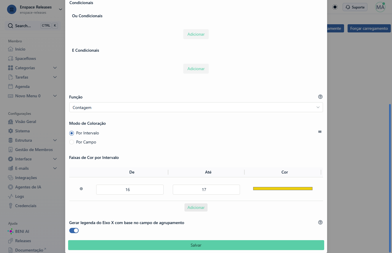 Você pode adicionar quantos intervalos quiser para seu dashboard